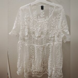 Emery Rose White Lace Blouse